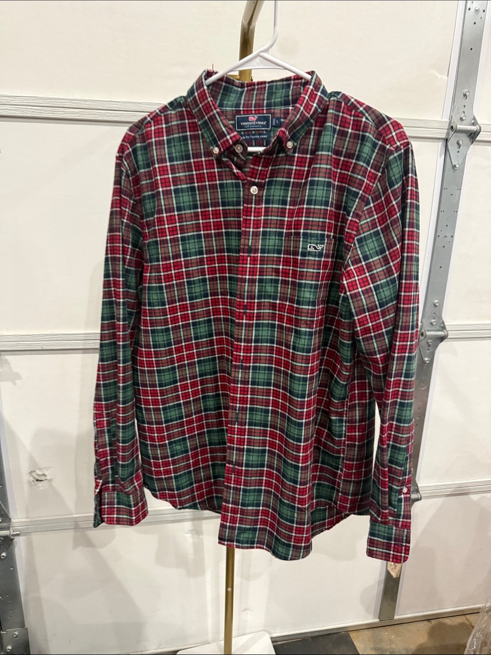 Vineyard Vines Red and Green Plaid Button-Down Shirt
